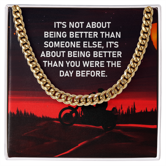 Motivational Cuban Link Chain Necklace for Him |Biker Gift