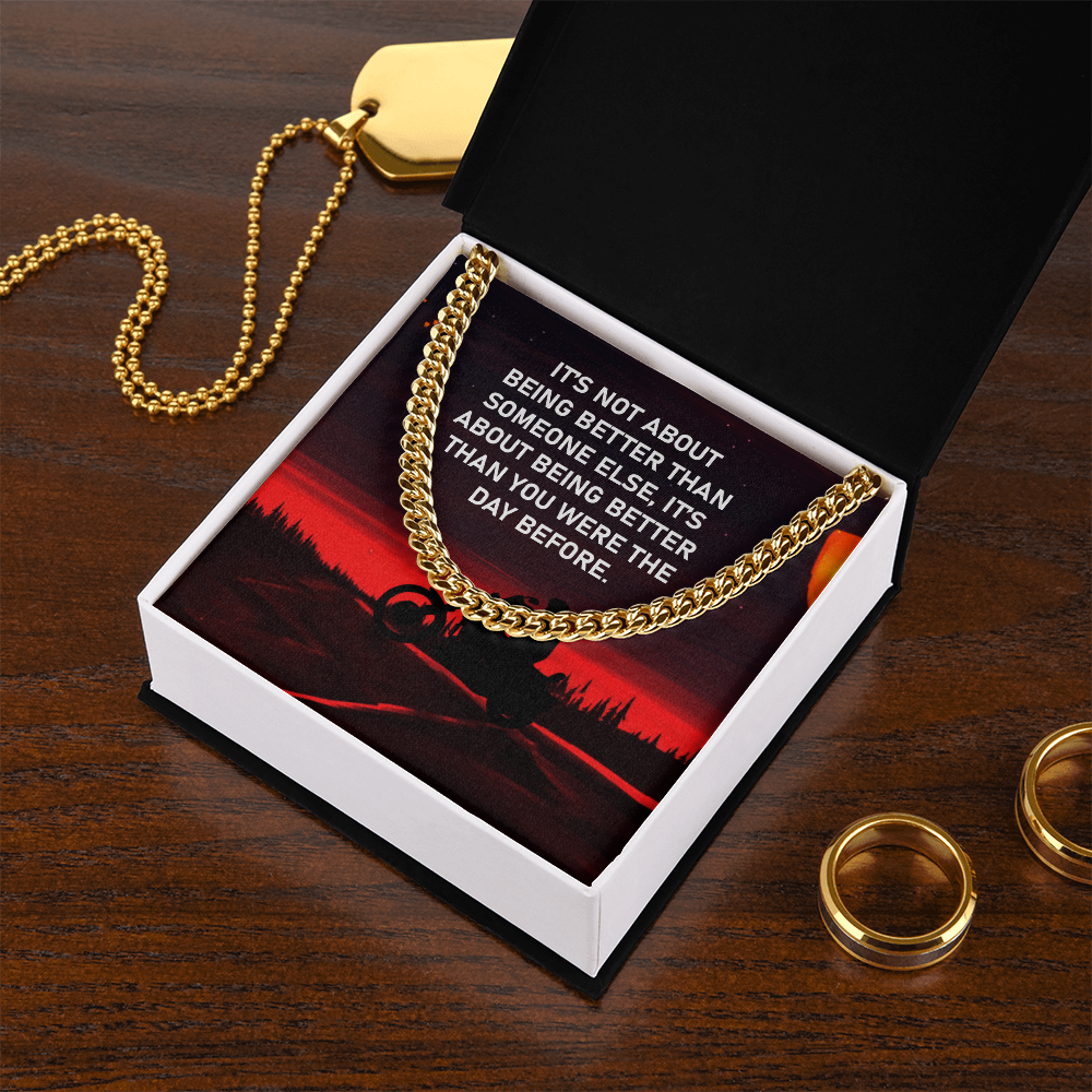 Motivational Cuban Link Chain Necklace for Him |Biker Gift