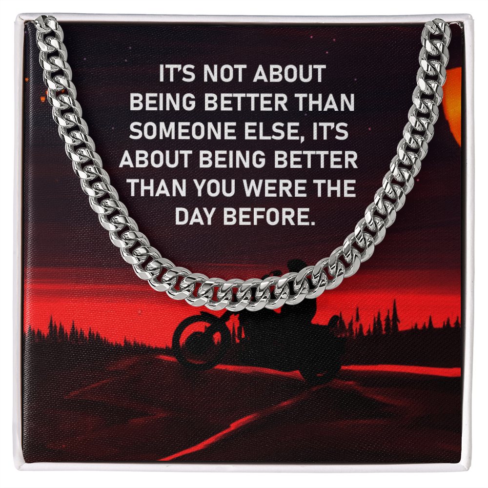 Motivational Cuban Link Chain Necklace for Him |Biker Gift