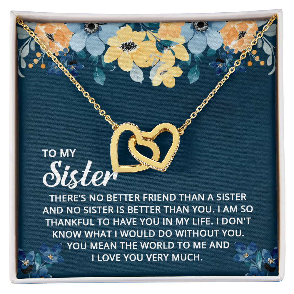 To My Sister – Heartfelt Interlocking Hearts Necklace | Loving Gift for Sister