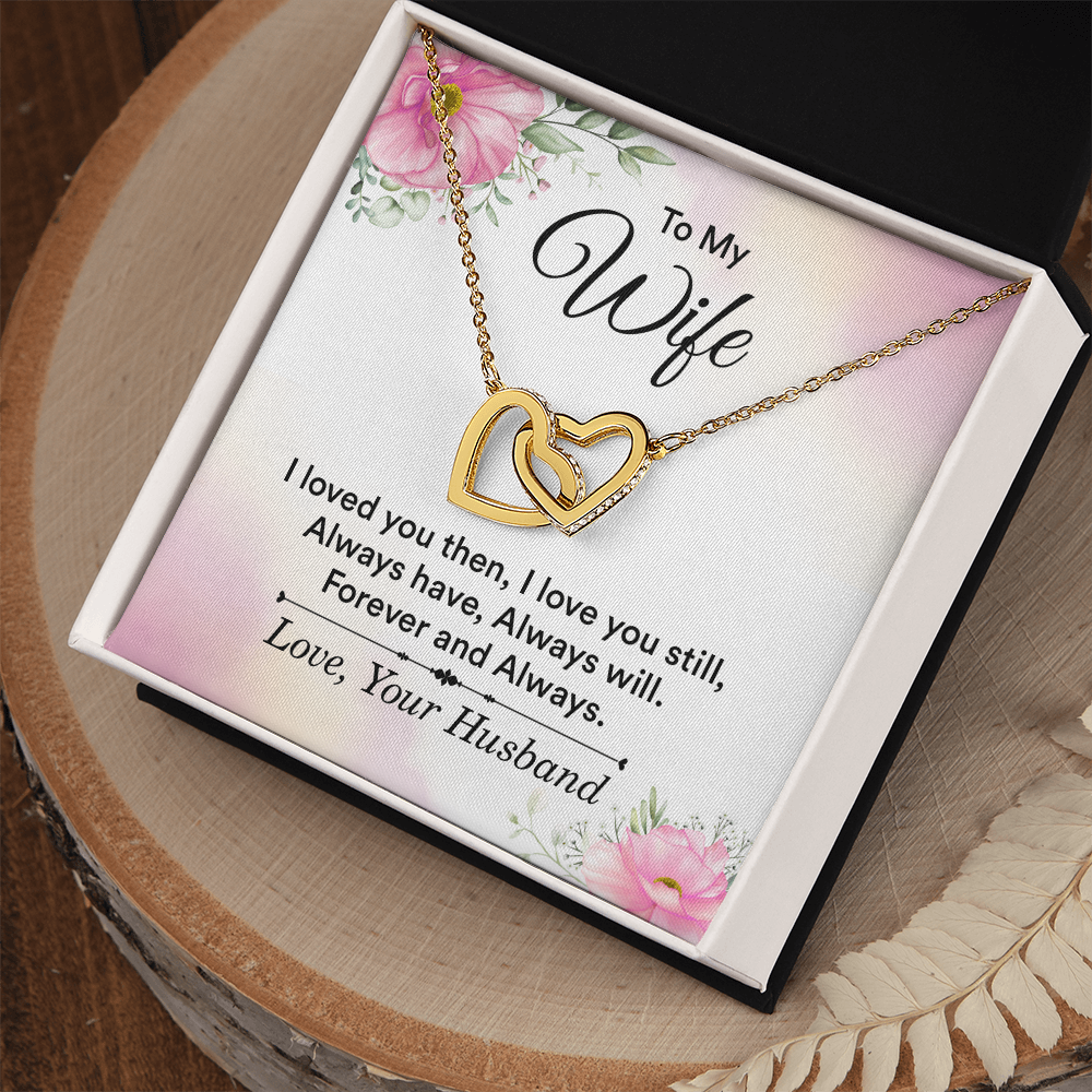 To My Wife – Interlocking Hearts Necklace | Heartfelt Romantic Gift from Husband