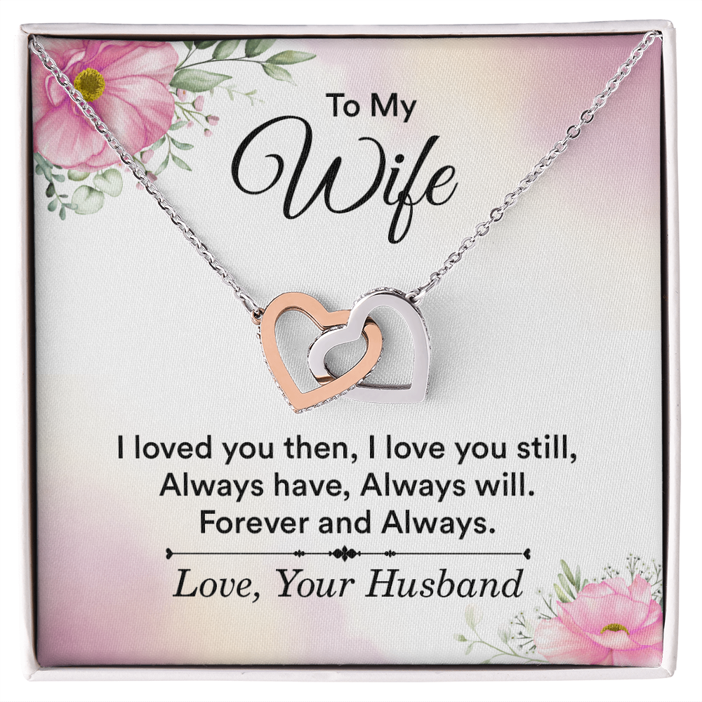 To My Wife – Interlocking Hearts Necklace | Heartfelt Romantic Gift from Husband