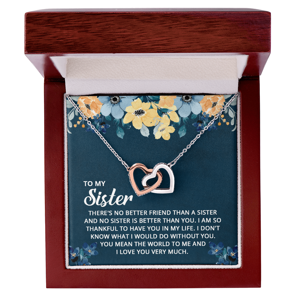 To My Sister – Heartfelt Interlocking Hearts Necklace | Loving Gift for Sister