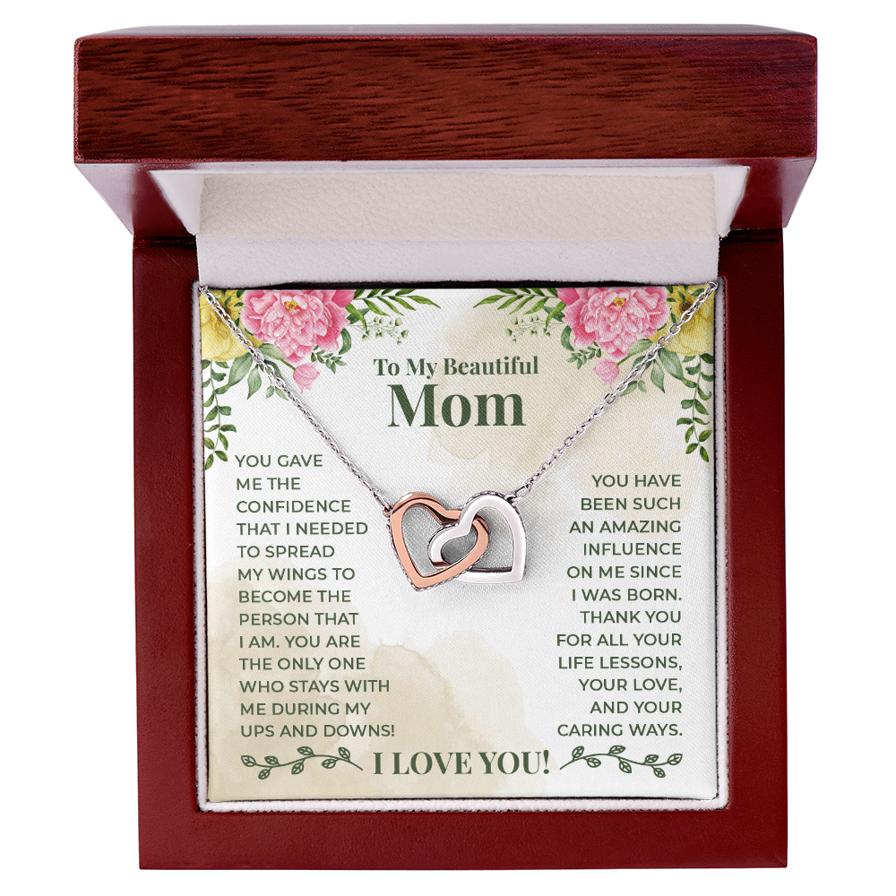 To My Beautiful Mom – Interlocking Hearts Necklace