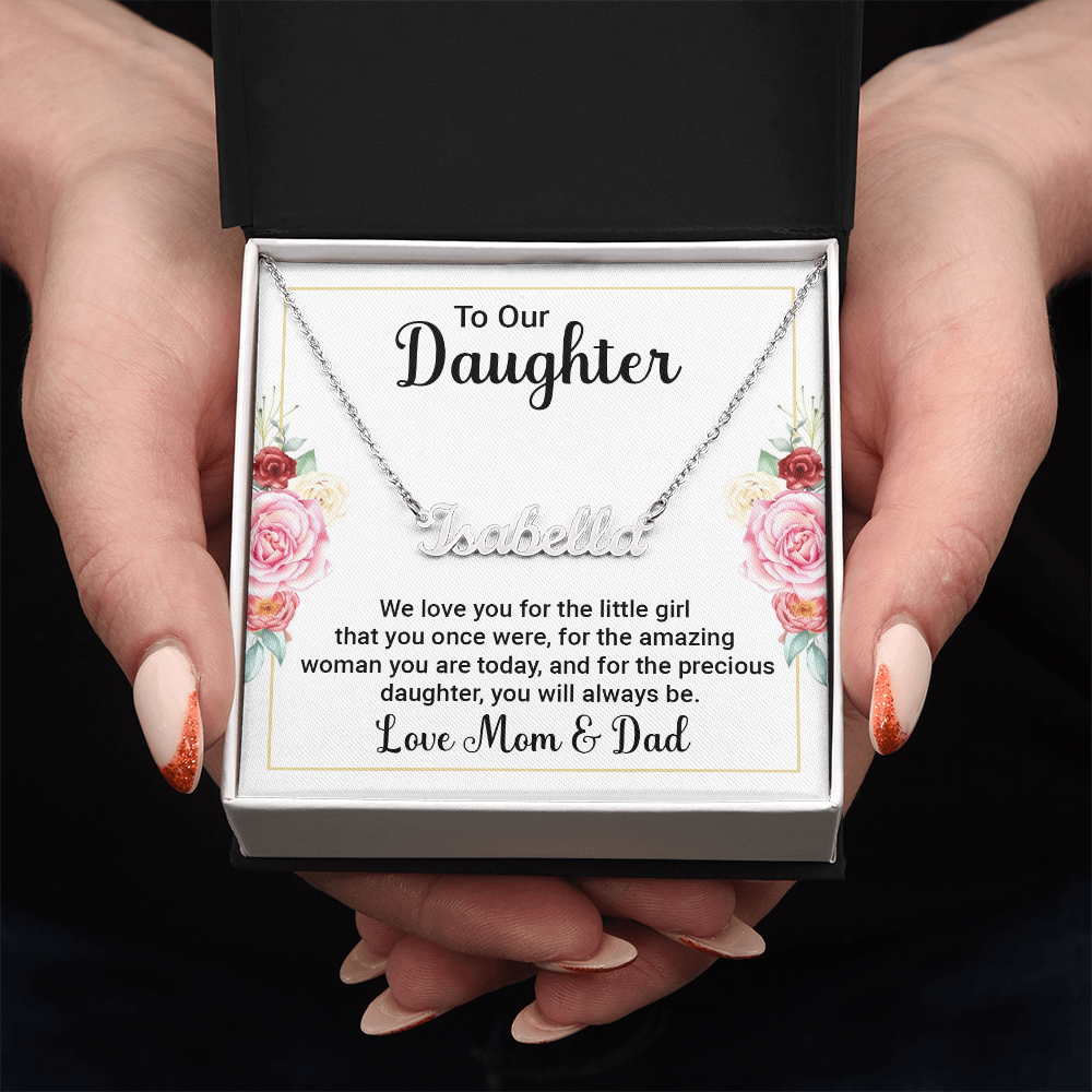 Personalized Name Necklace for Daughter from Mom & Dad 