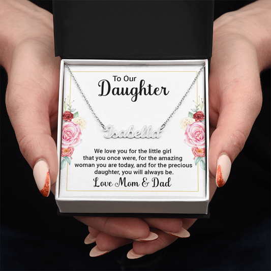 Personalized Name Necklace for Daughter from Mom & Dad 