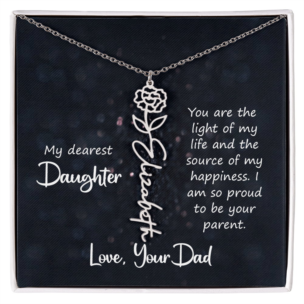 Flower Birth Month Necklace- Duaghter