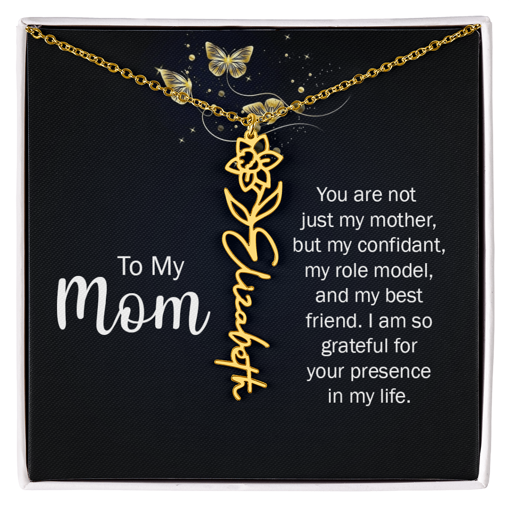 To my Mom name necklace