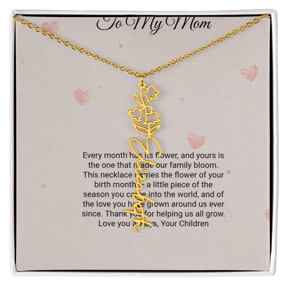 Birth Flower Necklace by Andov Gifts • Custom Name & Birth Month Flower • Christmas Gift for Mom