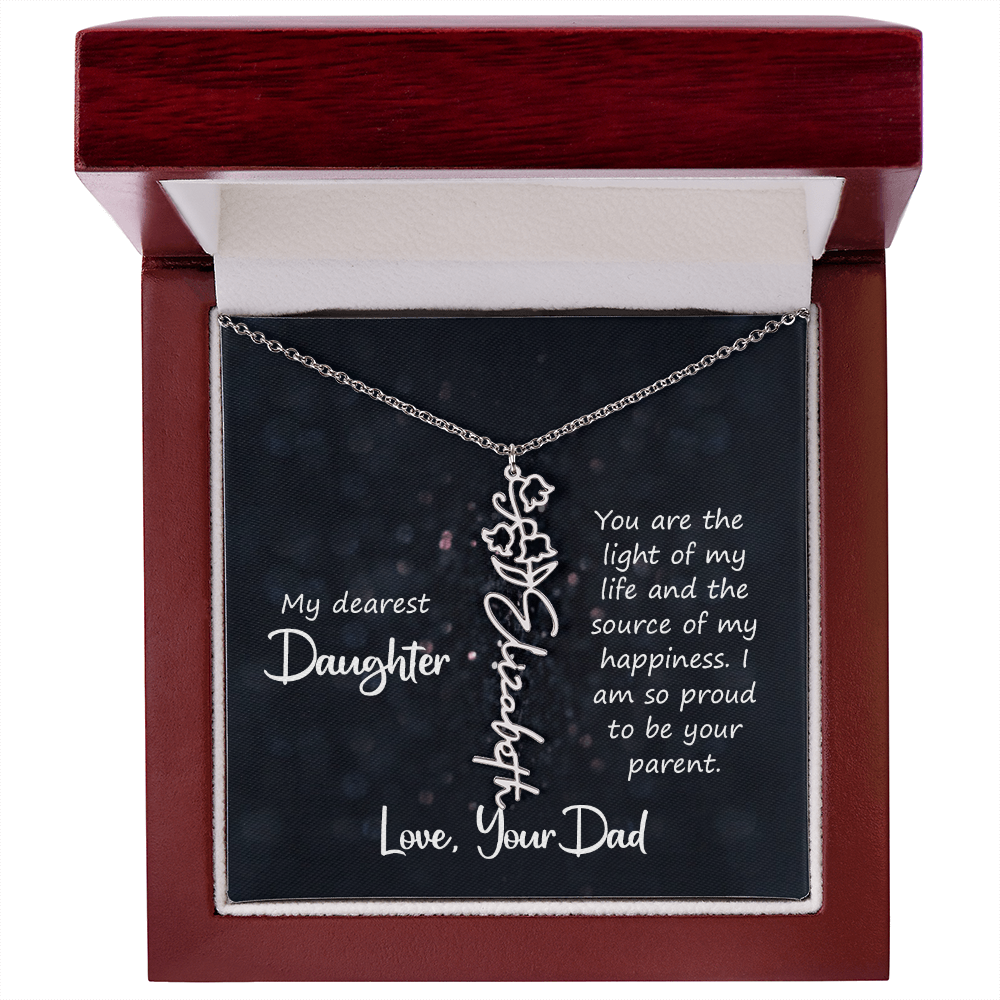 Flower Birth Month Necklace- Duaghter