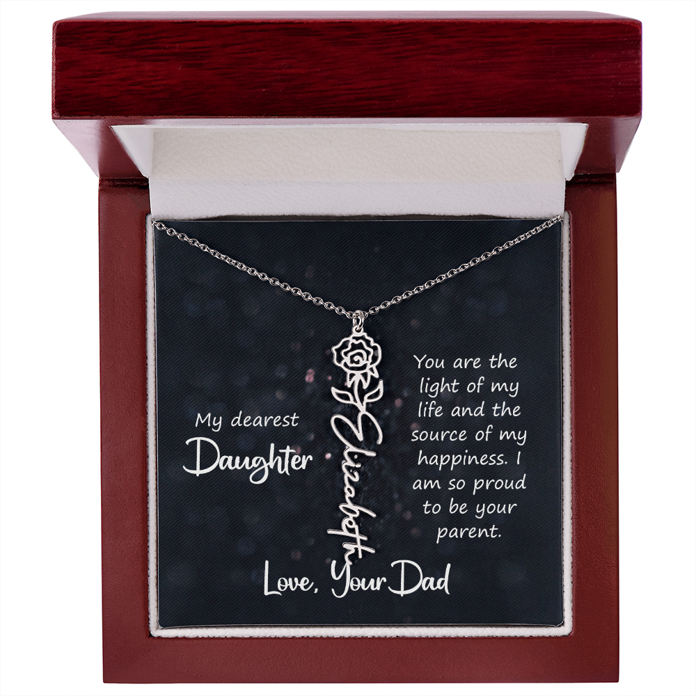 Flower Birth Month Necklace- Duaghter