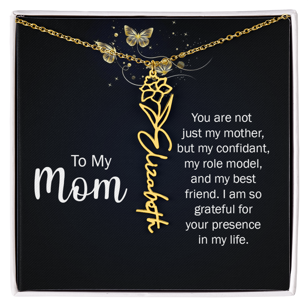 To my Mom name necklace
