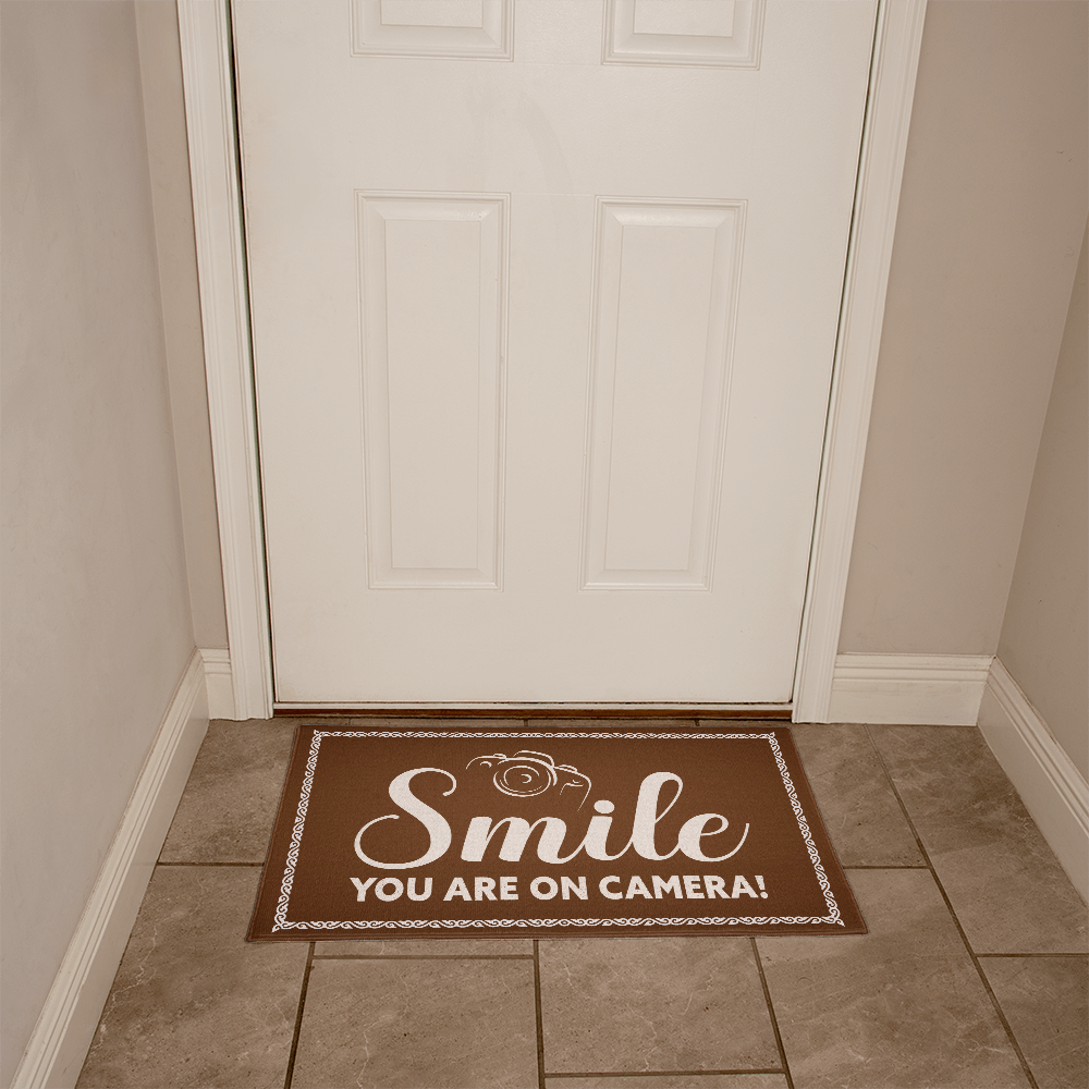 “Smile You’re on Camera” Doormat, Front Porch Home Decor