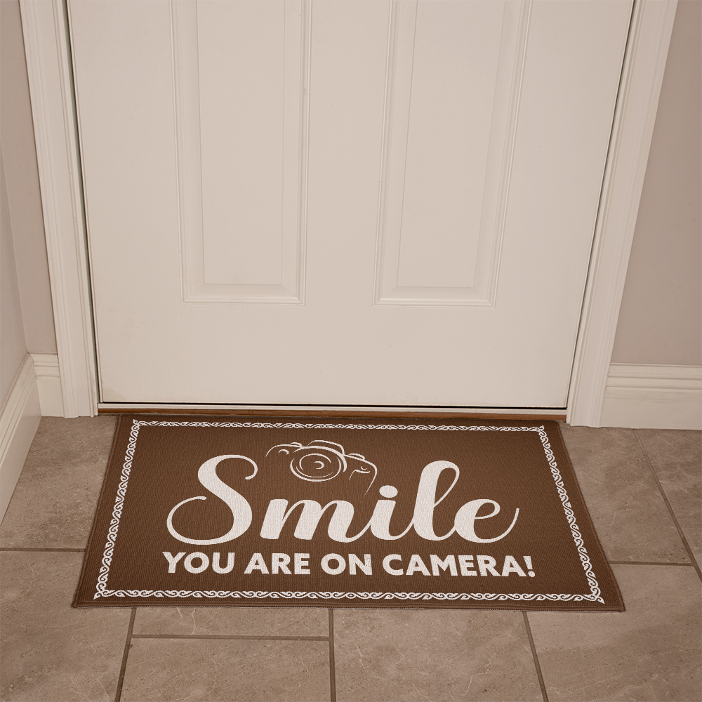 “Smile You’re on Camera” Doormat, Front Porch Home Decor