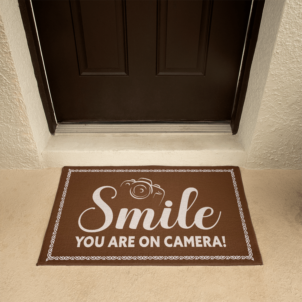 “Smile You’re on Camera” Doormat, Front Porch Home Decor