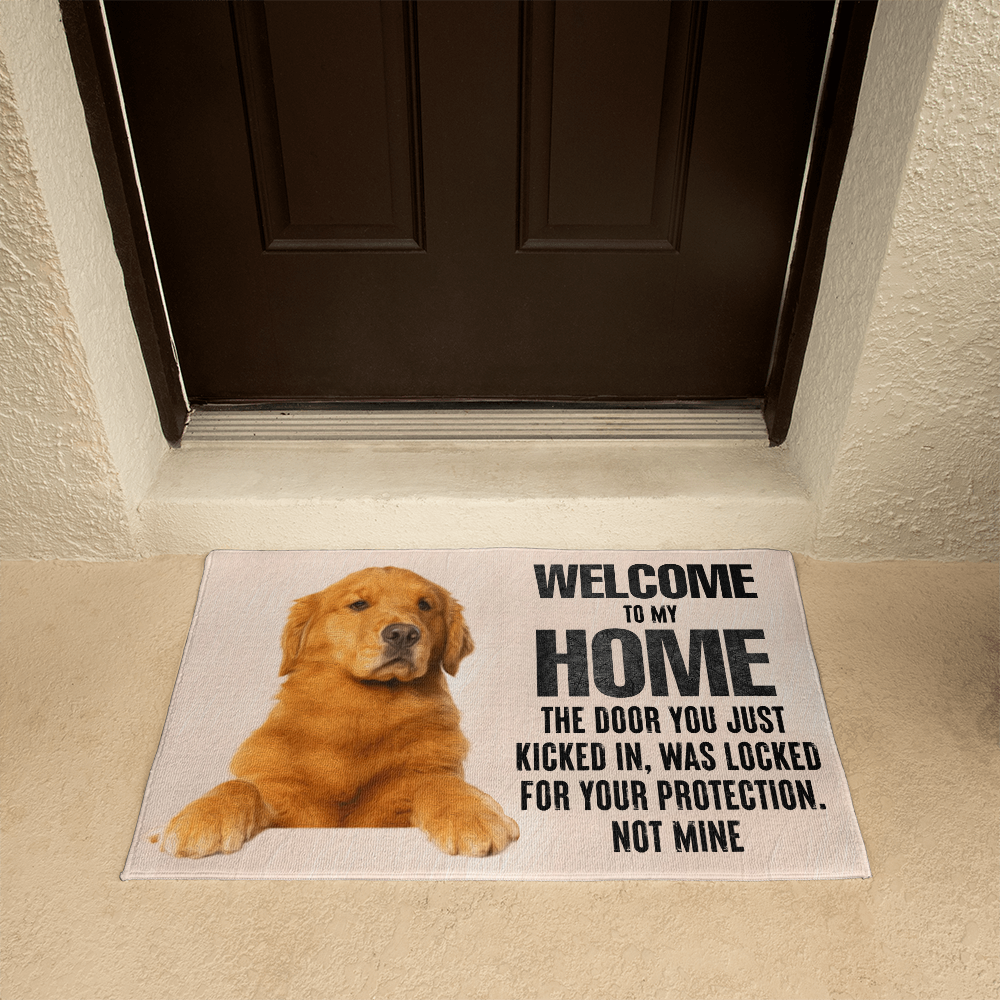 “Welcome to My Home” Golden Retriever Doormat, Pet Lover Gift