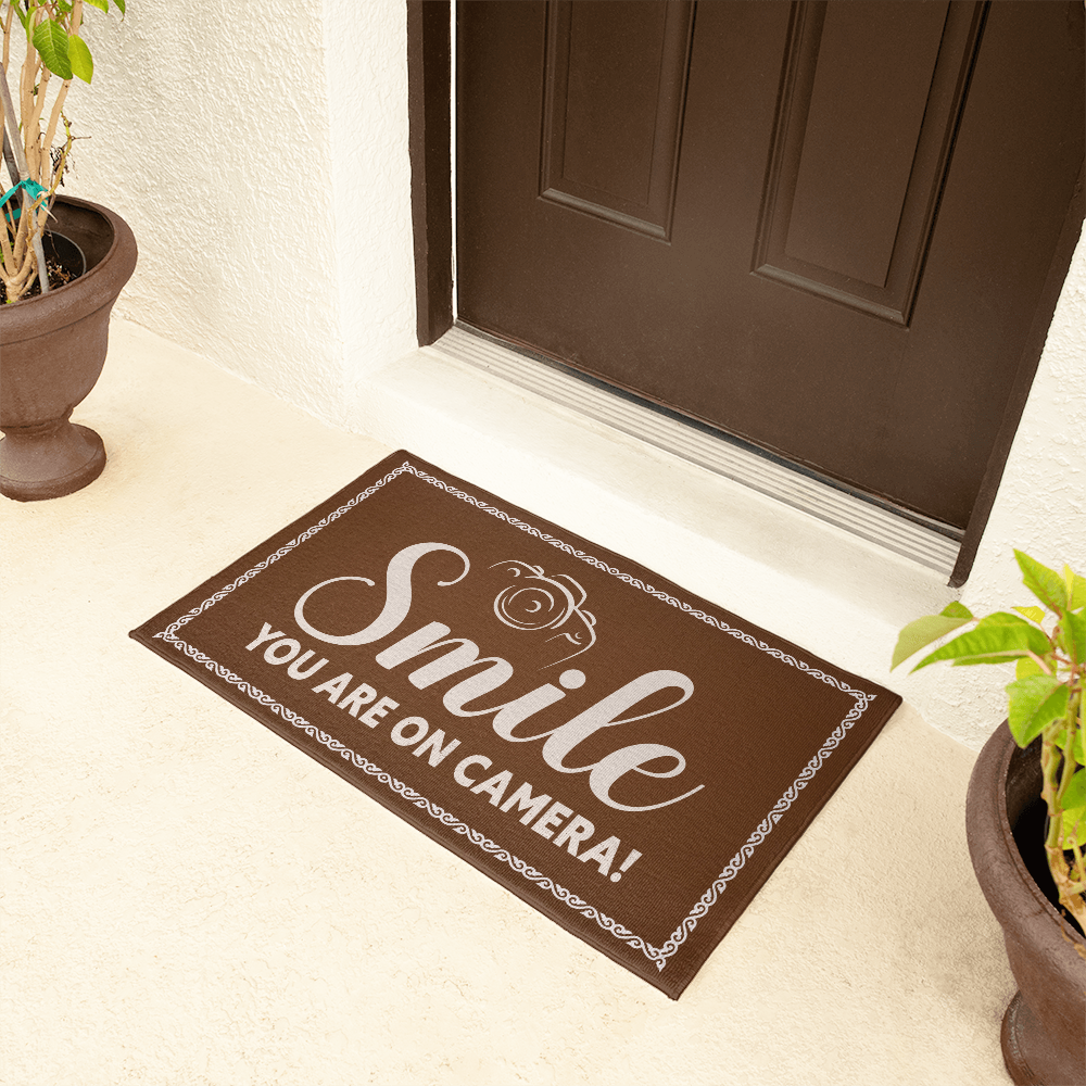 “Smile You’re on Camera” Doormat, Front Porch Home Decor