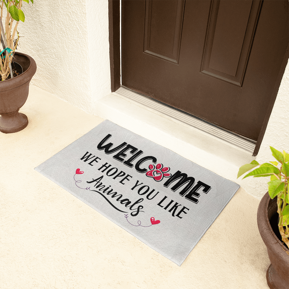 Funny Rug for Dog & Cat Owners – “We Hope You Like Animals” Doormat