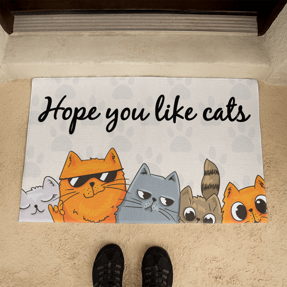 Funny cat doormat