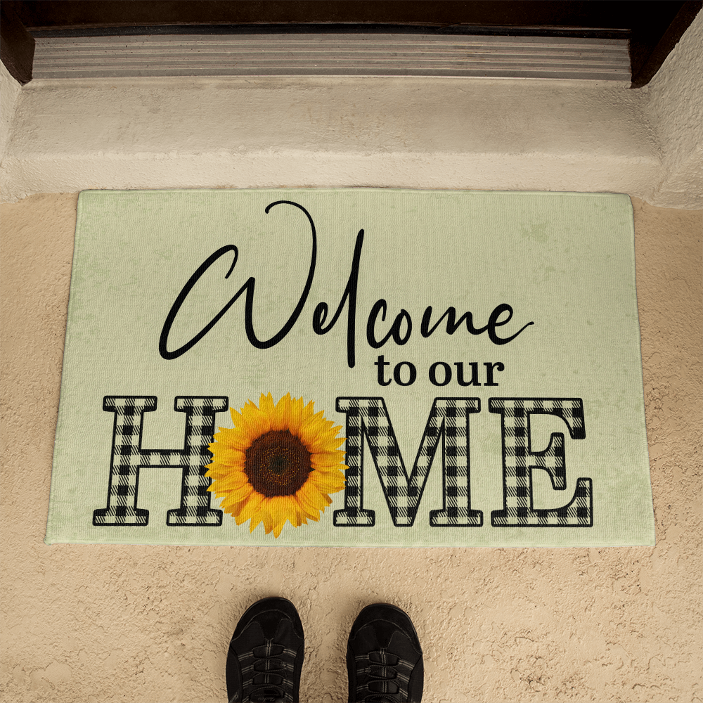 welcome to our home rug