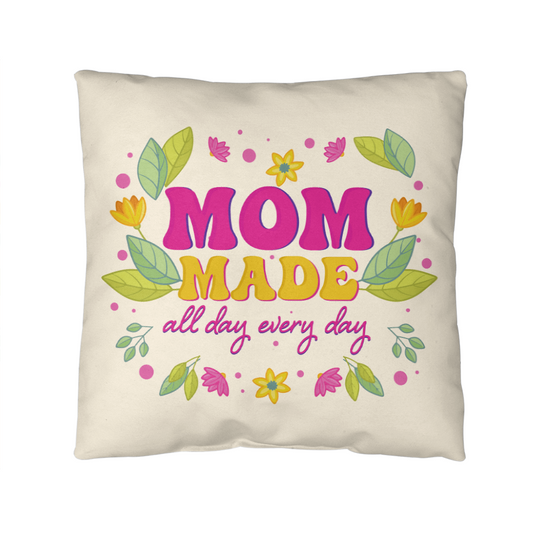 Cute Mother’s Day gift throw pillow with colorful flowers