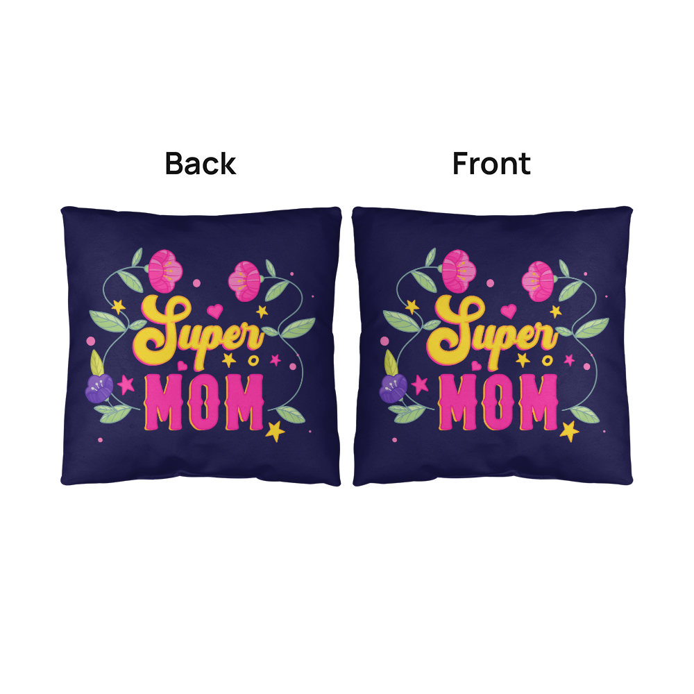 Super Mom Pillow – Colorful Floral Throw Pillow for Moms