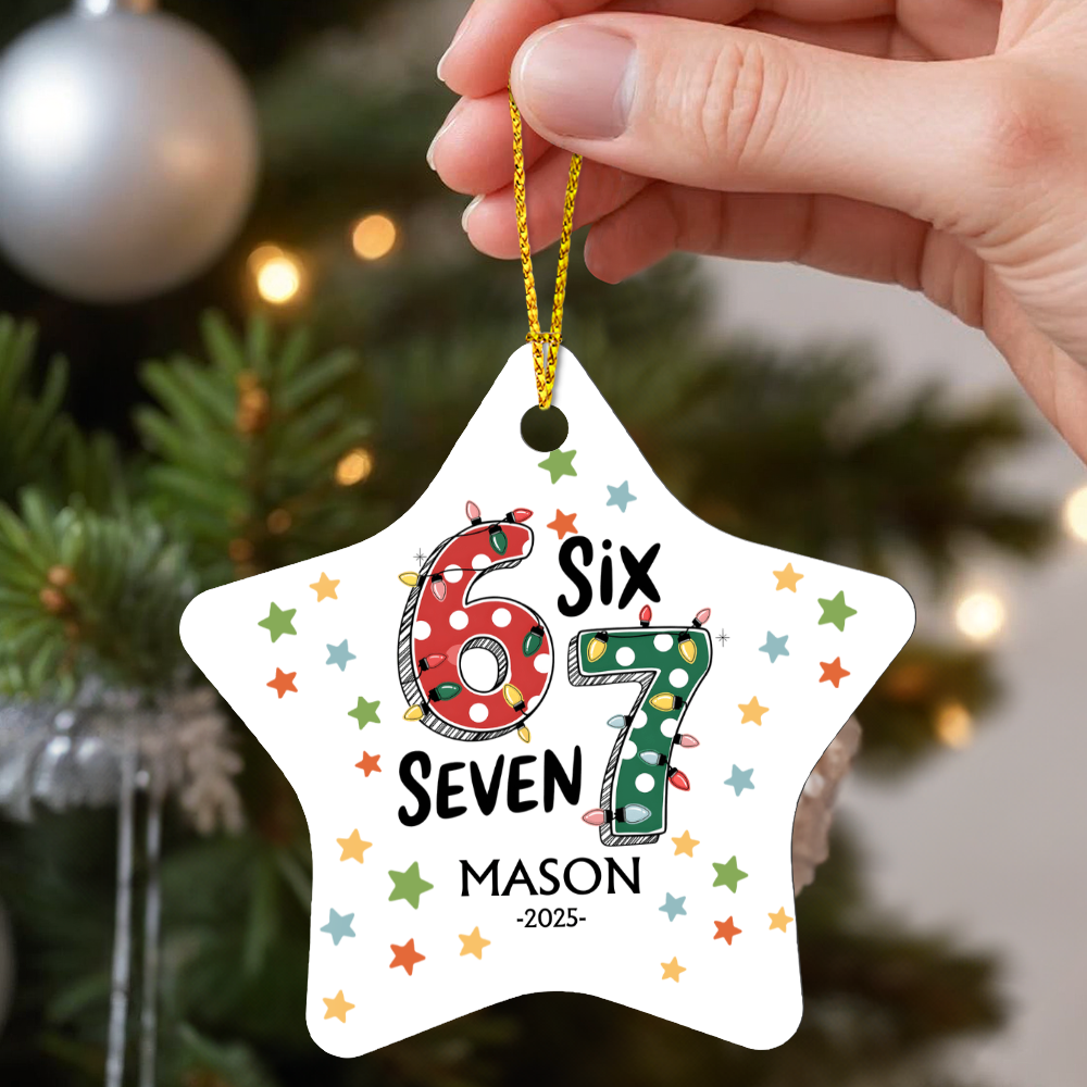 Funny 6 7 six seven meme ornament.
