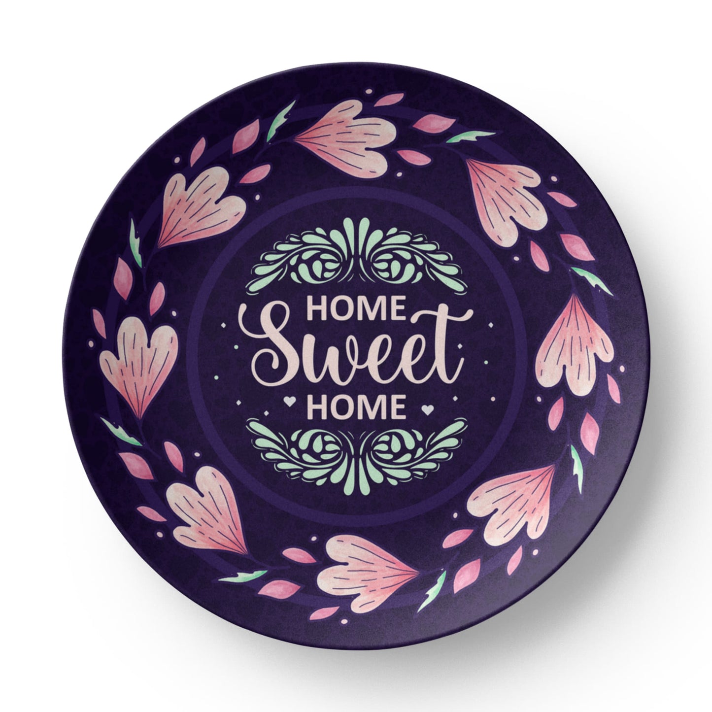 Home Sweet Home decorative plate with floral design