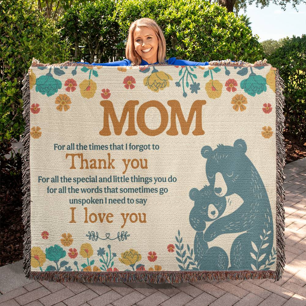 "I Love You Mom" Woven Throw Blanket