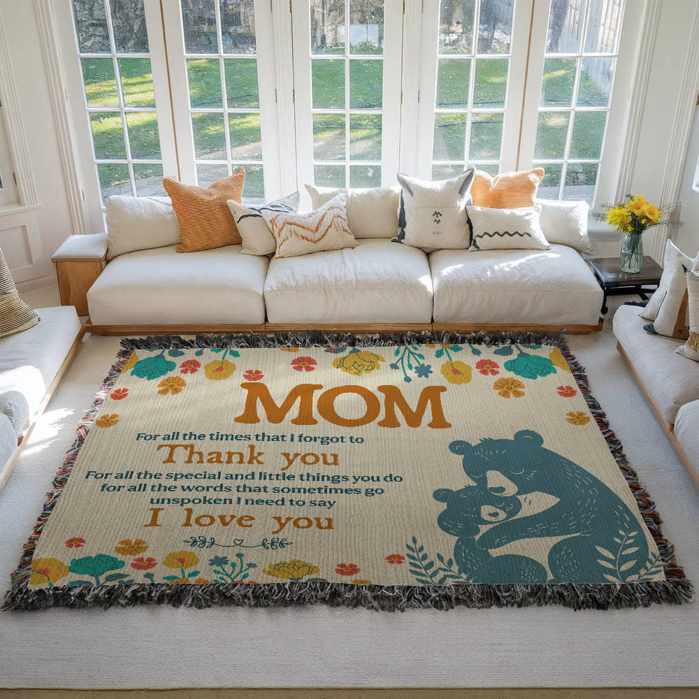 "I Love You Mom" Woven Throw Blanket
