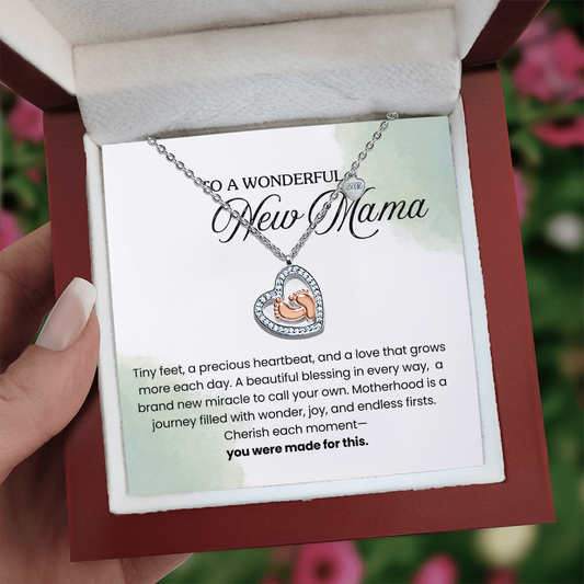 Baby Feet Heart Necklace, Mother's Day Gift, New Mom Gift, First Mother's Day