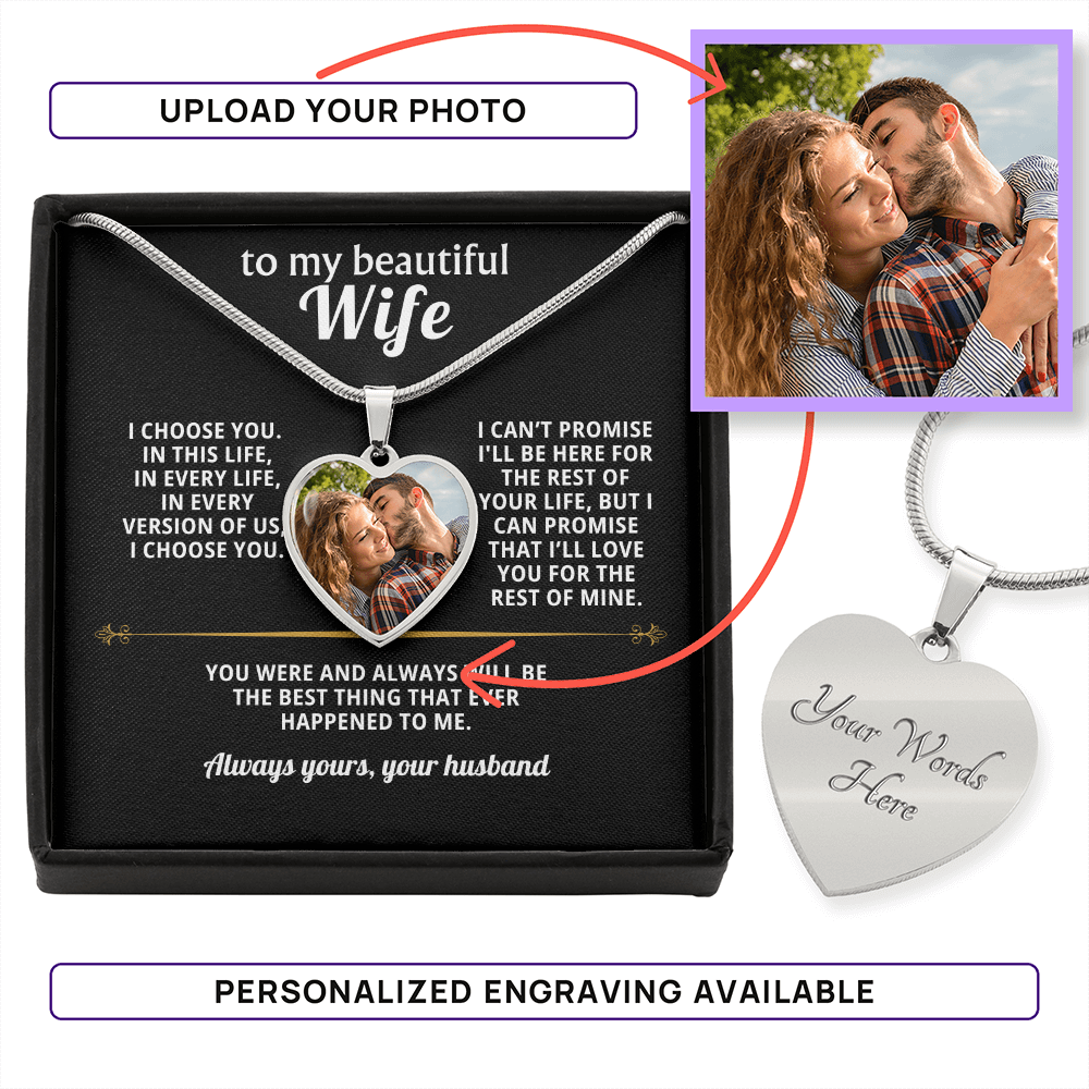 Personalized Heart Necklace with Photo & Engraving – The Perfect Valentine's Day Gift for Wife