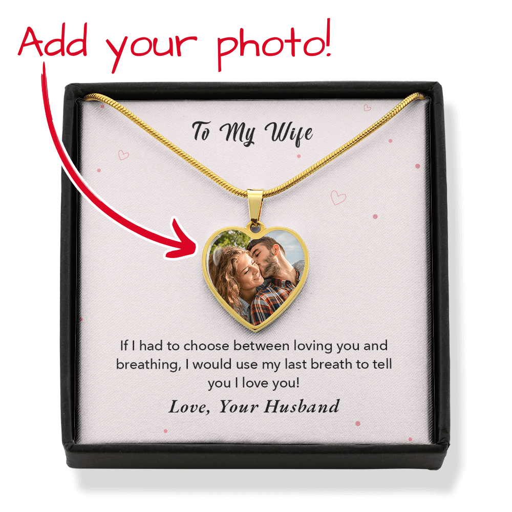 To My Wife Custom Photo Heart Necklace – Valentine’s Day Gift with Engraving