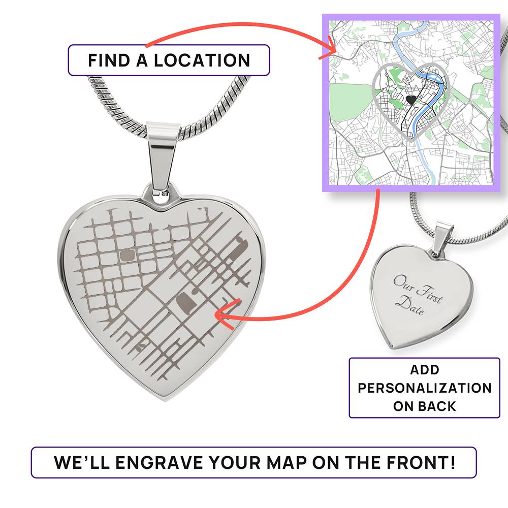 Heart Map Necklace
