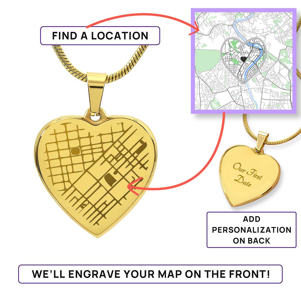 Heart Map Necklace