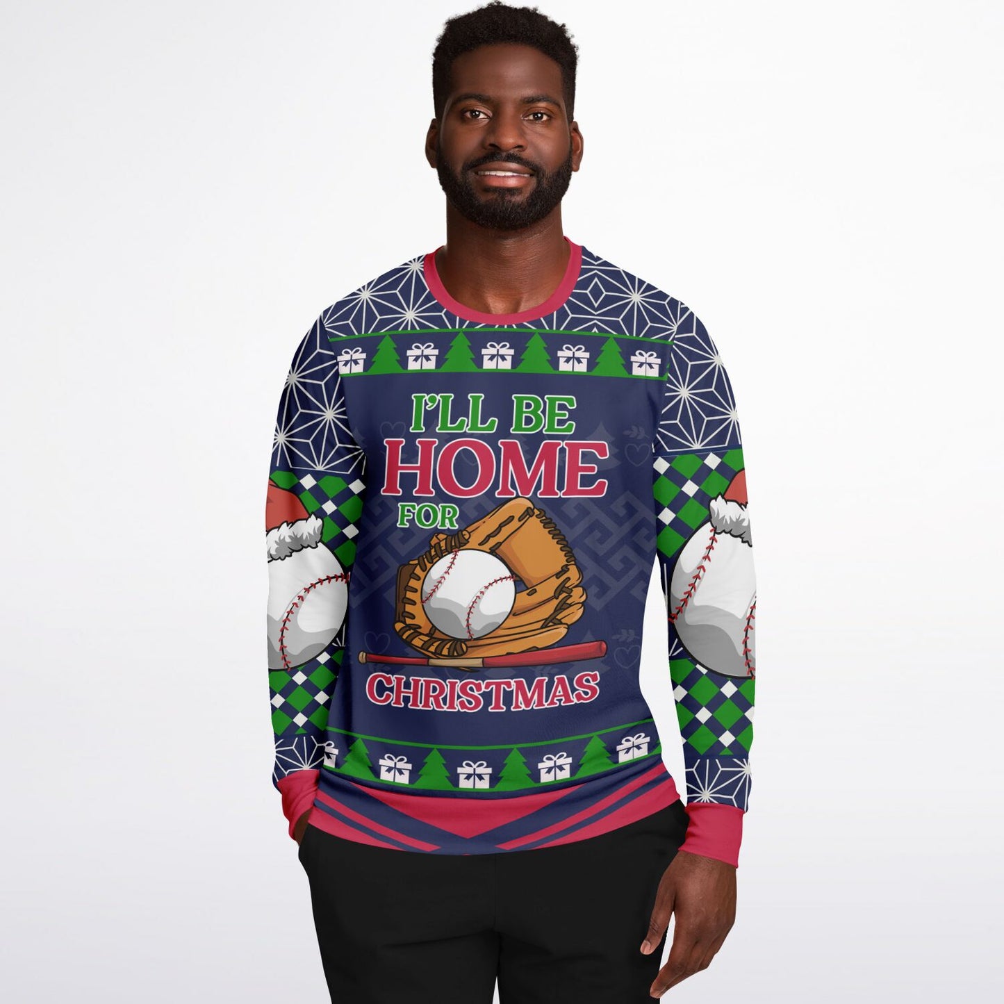 I’ll Be Home for Christmas Baseball Ugly Sweater