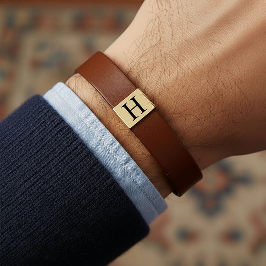 Personalized Men's Leather Bracelet – Custom Anniversary & Valentine’s Gift
