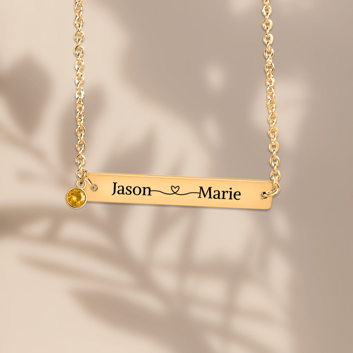 Horizontal Bar Necklace with Birthstone