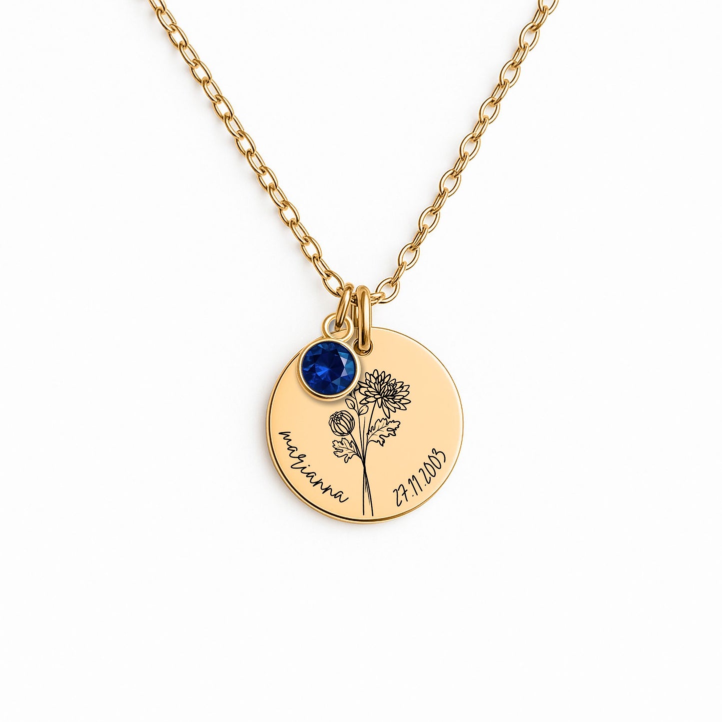 Personalized Birth Flower Necklace – Custom Name Pendant with Birth Month Flower – Meaningful Gift for Mom, Daughter, Wife, or Best Friend