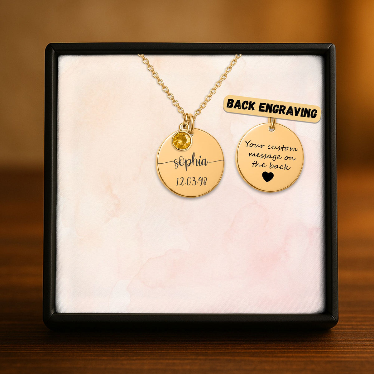 Coin Necklace with Birthstone