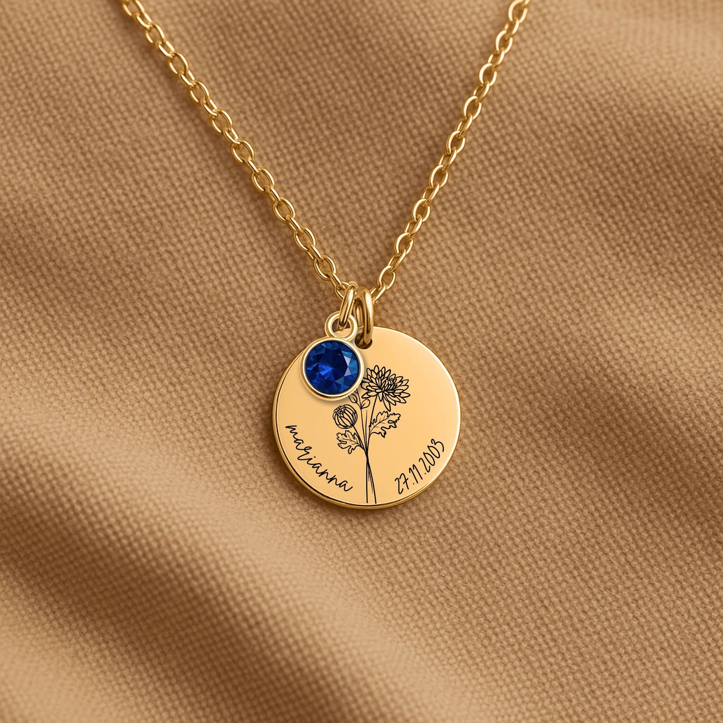 Personalized Birth Flower Necklace – Custom Name Pendant with Birth Month Flower – Meaningful Gift for Mom, Daughter, Wife, or Best Friend