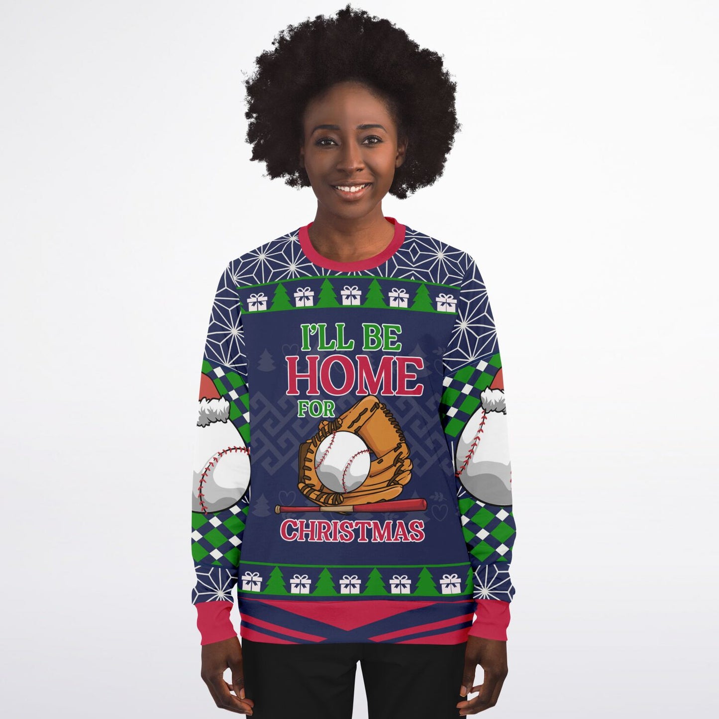 I’ll Be Home for Christmas Baseball Ugly Sweater